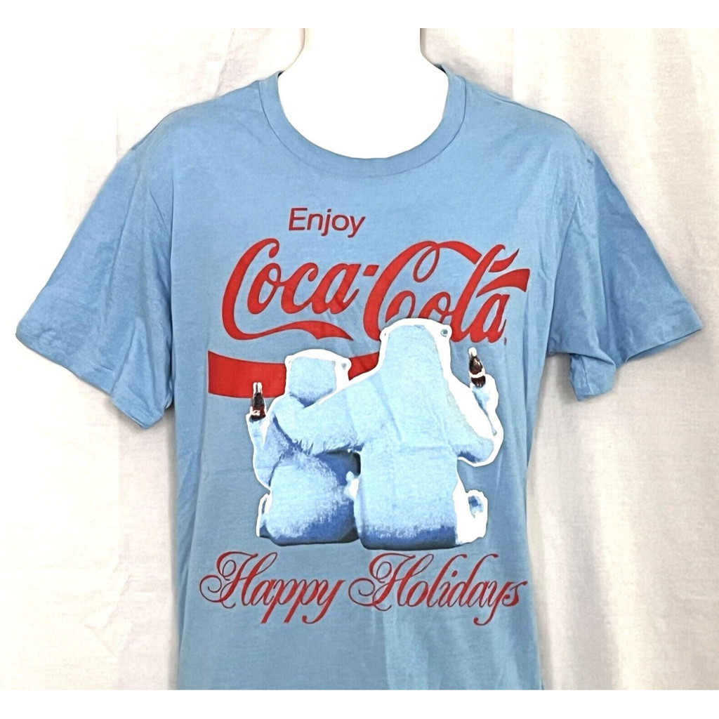 เสื้อยืดผู้ชายผ้าฝ้าย 100% Polar Bears Coke Happy