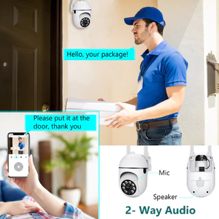 ฟรกล้องวงจรปิด CCTV V380 Pro กันน้ำกลางแจ้ง เชื่อมต่อโทรศัพท์ กล้องวงจรปิดระยะไกล HD Dual Lens 4 ไฟสว่าง