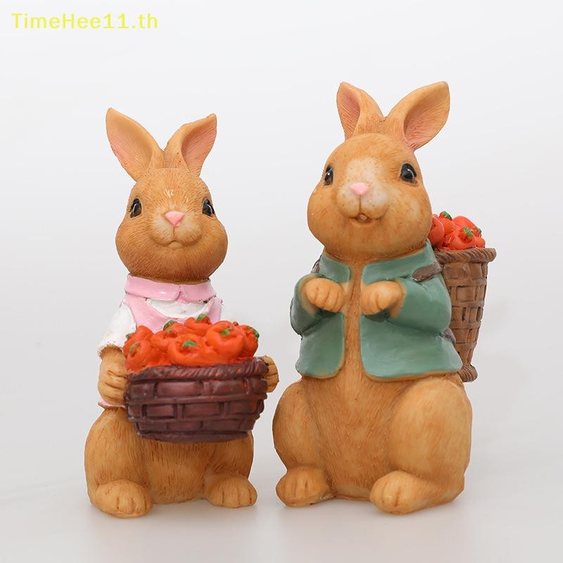 TimeHee ตกแต่งอีสเตอร์ฤดูใบไม้ผลิในร่มกลางแจ้งตกแต่งเรซิ่น Figurines รูปปั้นแครอทตะกร้า Tabletop เครื่องประดับ TH