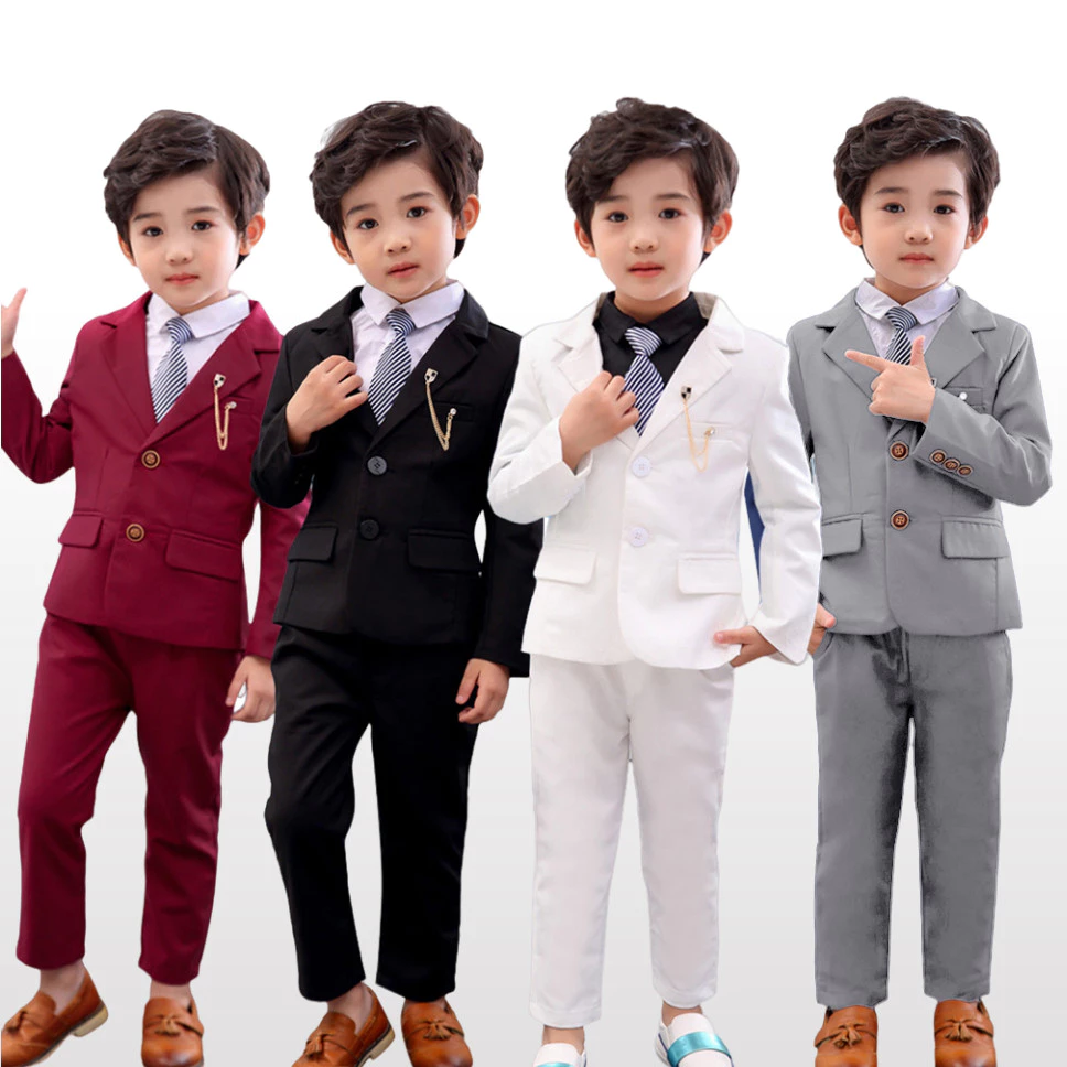 เด็กชุดสูทเสื้อกางเกงชุดเครื่องแต่งกายอย่างเป็นทางการงานแต่งงาน Dresswear เด็กวัยหัดเดินคริสต์มาสสุภาพบุรุษชุด 2-11 ปี