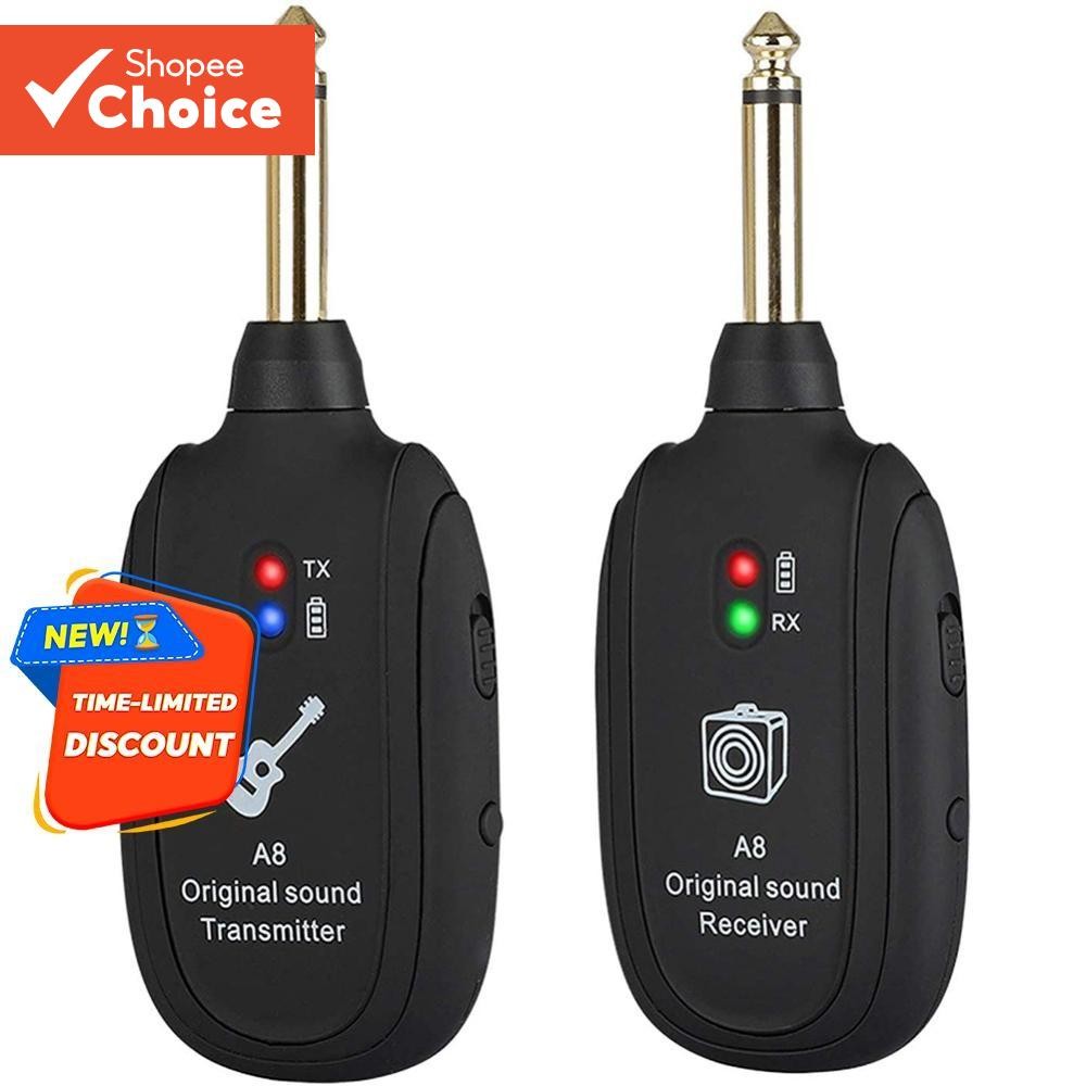 Miwayer A8 UHF Guitar เครื่องส่งสัญญาณระบบไร้สายตัวรับสัญญาณในตัวแบบชาร์จไฟได้