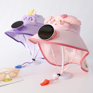 หมวกพัดลมพลังงานแสงอาทิตย์ หมวกกันแดดน่ารักสำหรับเด็ก พร้อมผ…