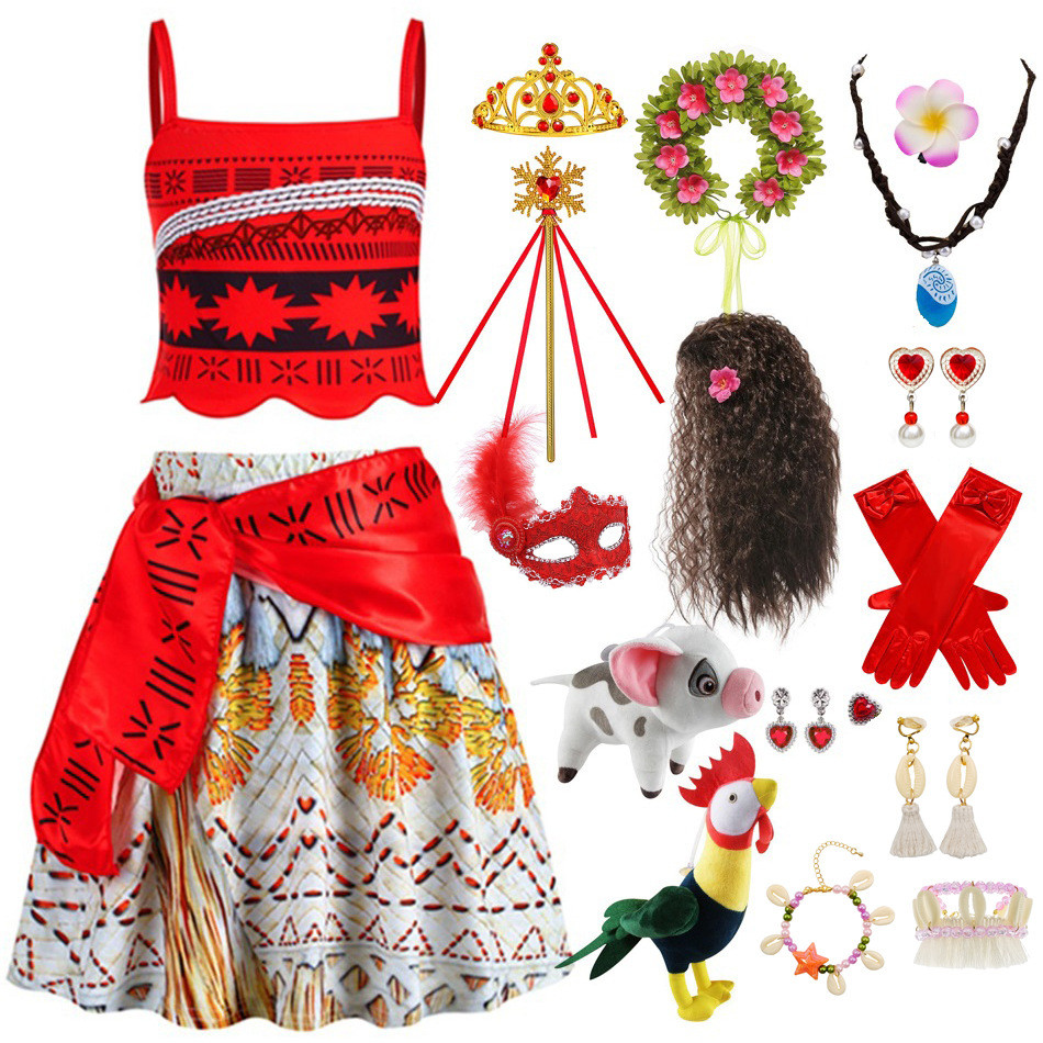 Moana Girls Dress moana moana Princess Dress สลิงเด็ก 2 ชิ้น Set Collection 6.4