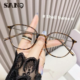 เลนส์แบบถอดเปลี่ยนได้COD (San9) เกาหลี Ultra-light TR90 Retro Round Tortoiseshell Anti-blue แว่นตา