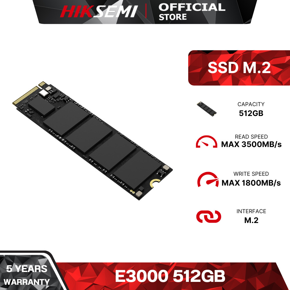 HIKSEMI CITY SERIES SSD E3000 512GB PCIE GEN 3 X 4 NVME READ3500MB/S WRITE1800MB/S WARRANTY 5YEARS