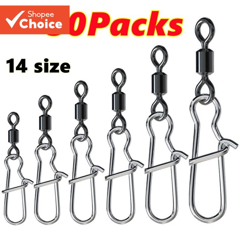 50PCS Fishing Swivels Bearing Connectors (10LB-110LB), แหวนสแตนเลสความแข็งแรงสูงสําหรับ Jiggingน้ําเค็ม