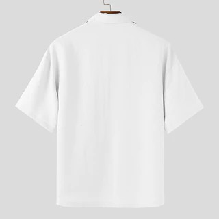 ไม่แน่นอน เสื้อเชิ้ตฤดูร้อนปักลายพิมพ์ลายสําหรับผู้ชาย