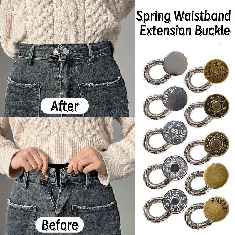 1/2PCS ปุ่มโลหะ Extender สําหรับกางเกงยีนส์ฟรีเย็บ Retractable เอว.Extender