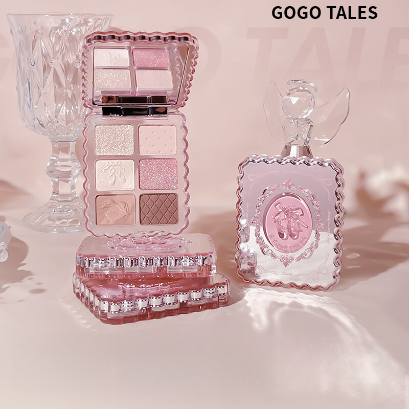 GOGO TALES อายแชโดว์ ชุดอัญมณีขนาดเล็ก แต่งหน้าเบา แมตต์ แบบพกพา จานเล็ก