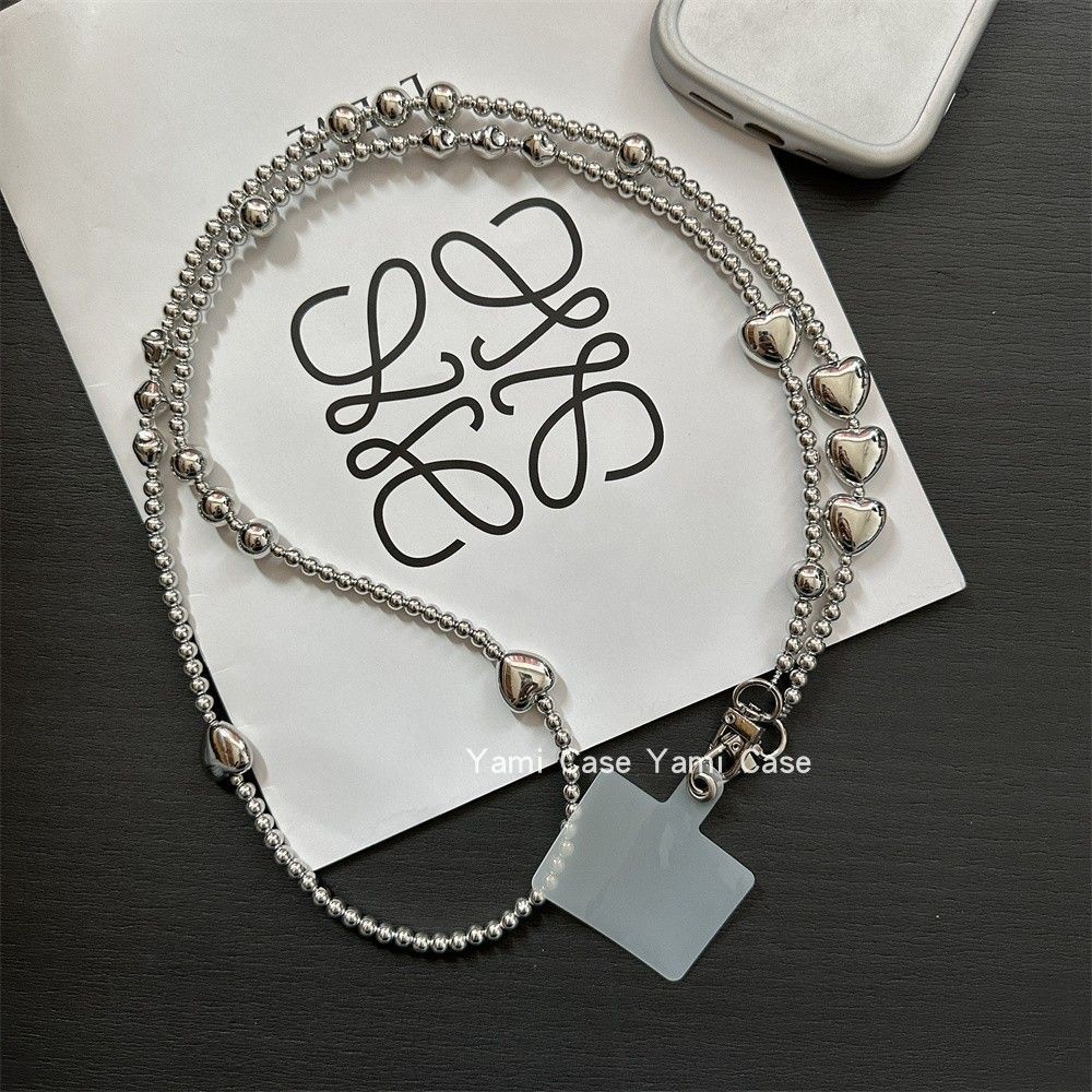 โทรศัพท์มือถือแขวนโซ่ Messenger ยาวขนาดเงินลูกปัด Love Niche High-End แฟชั่น Universal โทรศัพท์มือถือแขวนโซ่