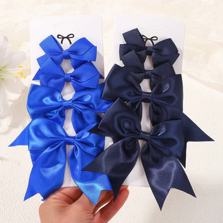4 ชิ้นน่ารักสีทึบริบบิ้น Bows กิ๊บติดผมสําหรับเด็กสาว Hairpins Barrettes Handmade เด็ก Headwear เด็กอุปกรณ์เสริมผม