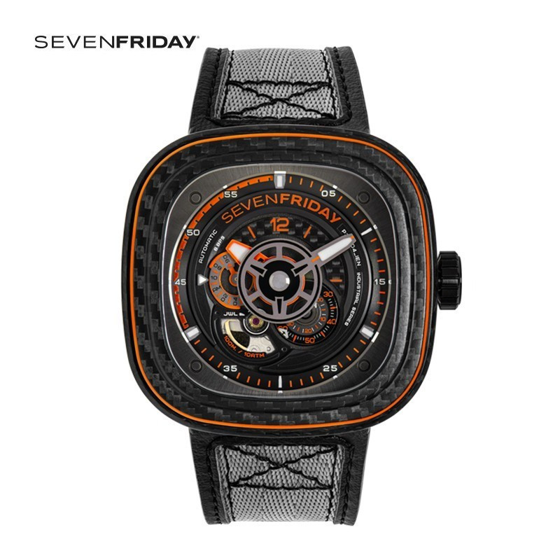Sevenfriday/p Series อินเทรนด์ Square Disc นาฬิกาผู้ชายกลไกอัตโนมัติ P3C/09