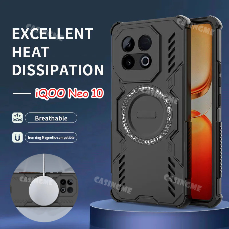 ตาข่ายกระจายความร้อน Breathable สําหรับ iQOO Neo10 NEO 10 iqooNeo10 Neo10 10Neo 5G 2025 หุ้มเกราะกันกระแทกแม่เหล็ก Hard เคสโทรศัพท์ฝาหลัง