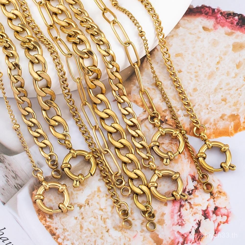 สร้อยคอสแตนเลสอเนกประสงค์ หรูหราเบา โซ่คิวบา NK หลายสไตล์ การเก็บรักษาสี เครื่องประดับ DIY LVF6