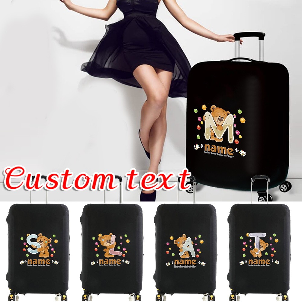 ที่กําหนดเองชื่อกระเป๋าเดินทางสําหรับ18-32นิ้วยืดหยุ่นป้องกันกระเป๋าประณีตพิมพ์การ์ตูนหมีน้อยแบบ