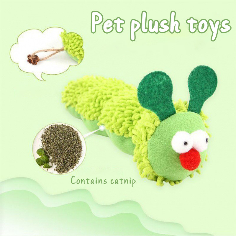 ตุ๊กตาแมวของเล่นการ์ตูน Caterpillar หมอน Catnip สัตว์เลี้ยงแมว Interactive Self Hi ของเล่นอุปกรณ์
