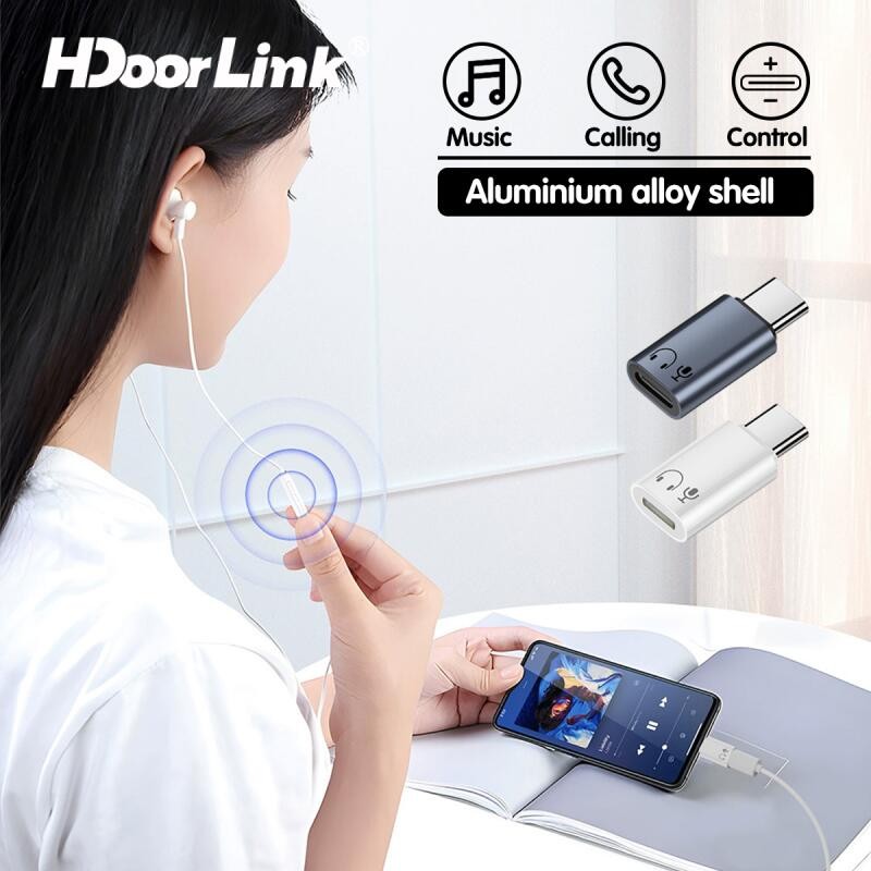 HdoorLink Type C To IOS อะแดปเตอร์หูฟัง 8PIN หญิง USB C อะแดปเตอร์เสียงสําหรับ Aple 1516 Samsung Voice Call อะแดปเตอร์ชุดหูฟังแบบมีสาย