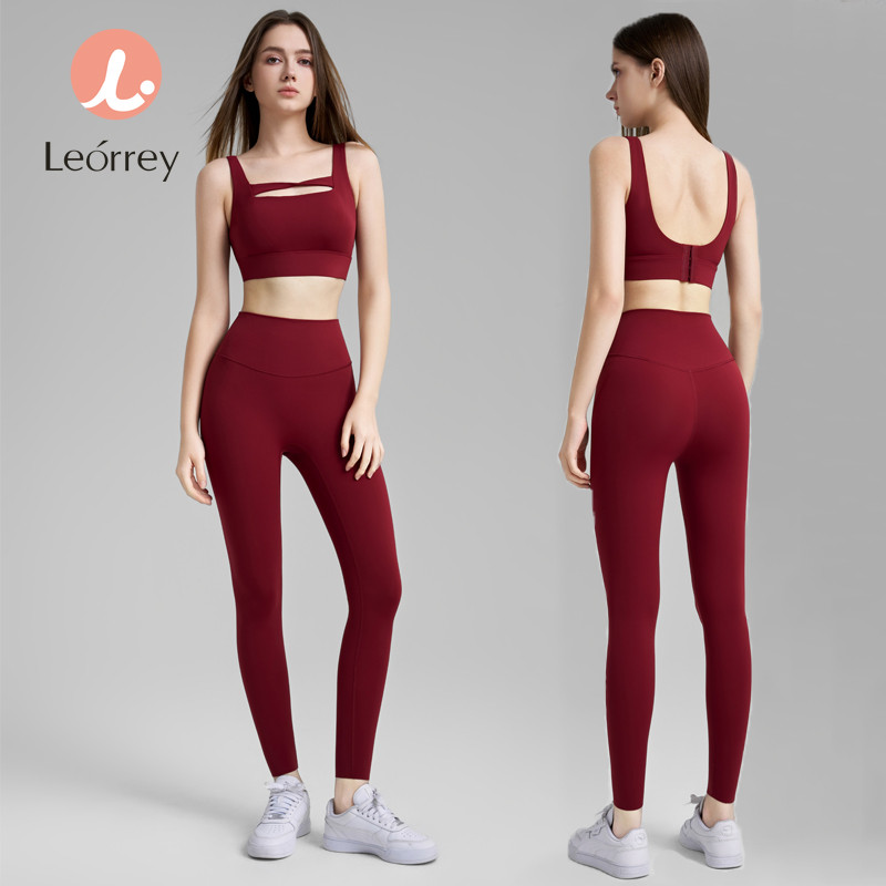 Leorrey-ชุดออกกำลังกาย เสื้อกั๊กฟิตเนสแห้งเร็ว เสื้อชั้นใน กางเกงเลกกิ้งกีฬา ชุดออกกำลังกายโยคะ