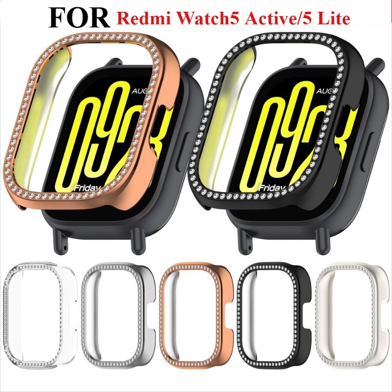 เคสเพชรพีซีกลวงสําหรับ Redmi Watch 5 Active 5 Lite สมาร์ทวอท์ช PC กรอบเกราะป้องกัน