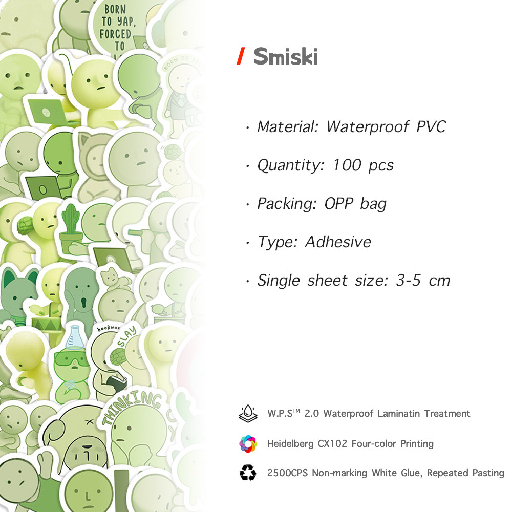 ชุดสติ๊กเกอร์ Smiski ชุดสติ๊กเกอร์กราฟิตี้กันน้ำลายการ์ตูน, 100 แผ่น/ชุด - รูปที่ 6