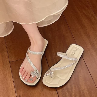 Icy.Sportรองเท้าแตะหูหนีบ สายเพชร สวยเล่นแสง สวมใส่สบาย จ่ายปลายทางได้ ยาง EVA โดนน้ำได้ X096