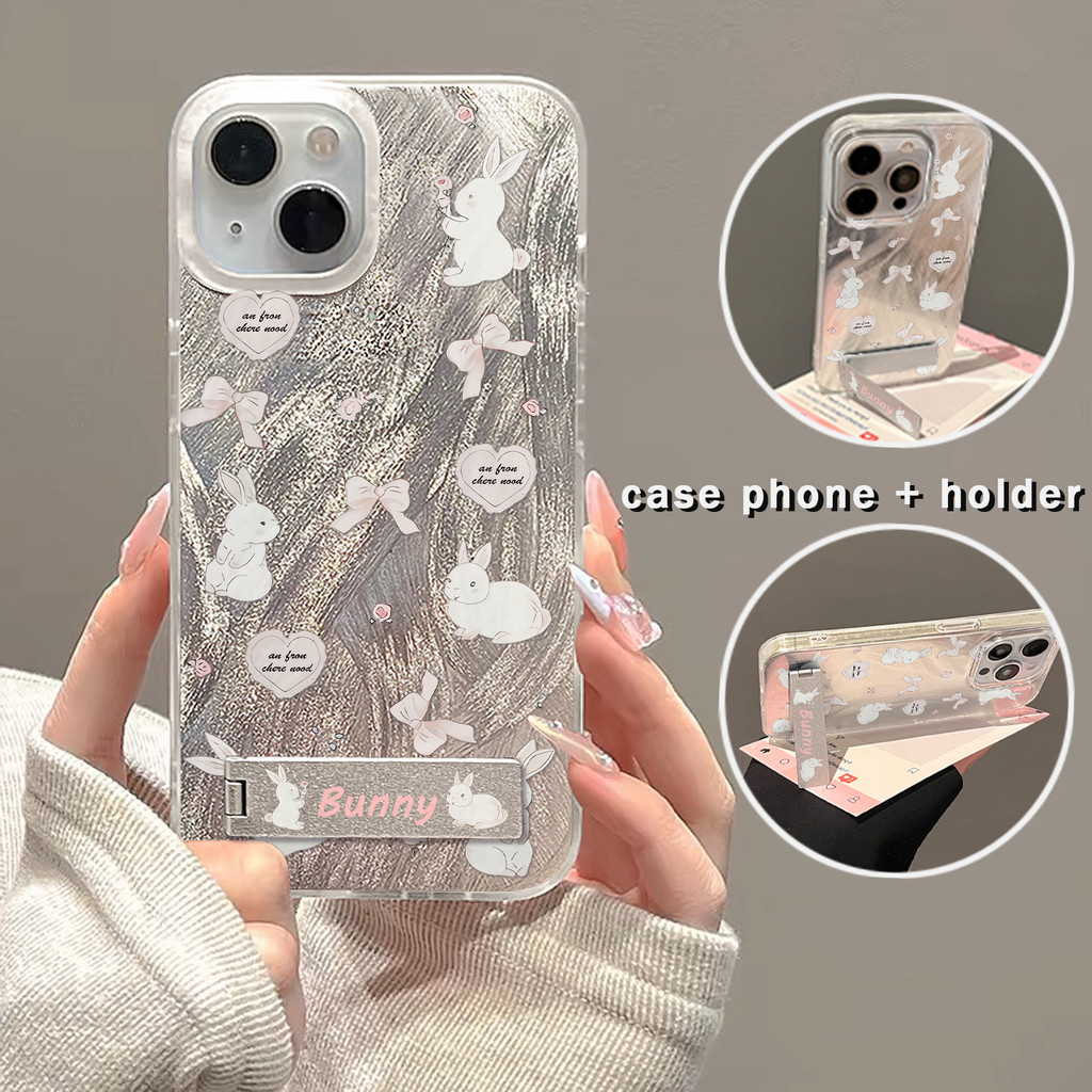 HP Phone holder Case ใช้ได้กับ OPPO realme C67 C20 C15 softcase กันลื่นโทรศัพท์มือถือกรณีกระต่าย Rea