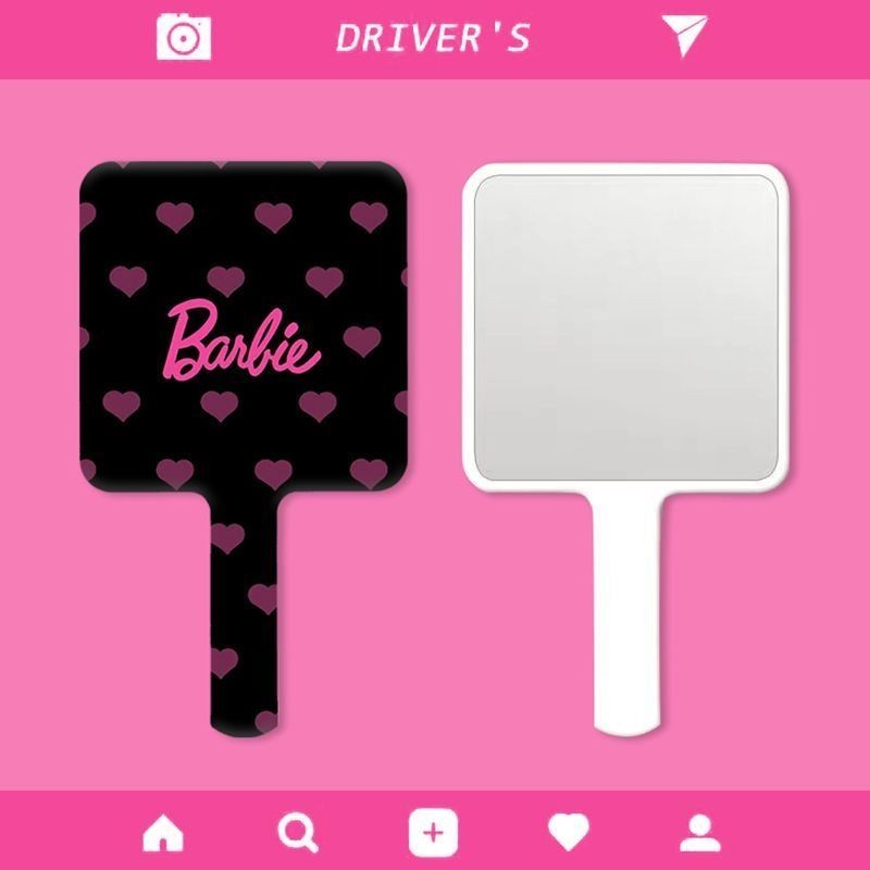 กระจกจับตุ๊กตาบาร์บี้สีชมพูกระจกแต่งหน้าแบบพกพาในกระเป๋ากระจกมือถือกระจกแบบพกพาหอพักหญิง อิน - รูปที่ 3