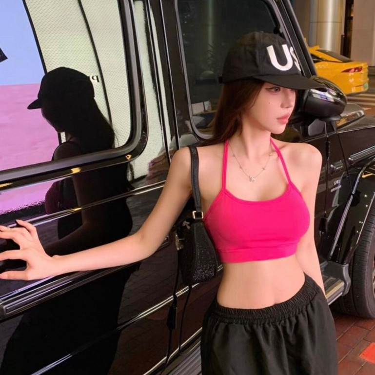 🍓shop_mkl🍓 เสื้อคล้องคอ แฟชั่น สายเดี่ยว ดีเทลสายห้อยคอ มีฟองน้ำในตัวเสื้อผู้หญิง ใส่เที่ยว ออกกำลังกายน่ารักมาก#J524 - รูปที่ 7