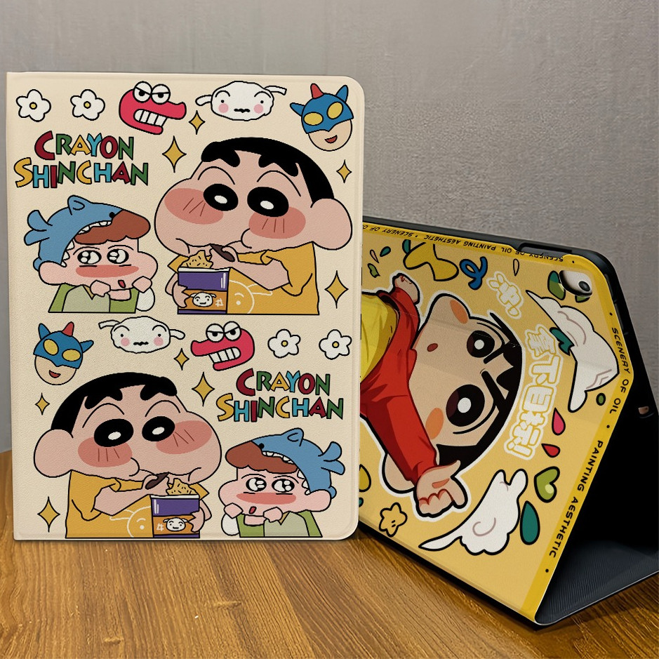 เคสไอแพดลายการ์ตูนกันกระแทก For iPad Pro11 Pro13 2024 Gen9 Gen11 Air2 Air5 Air7/6 mini5/6/7 เคสป้องกัน iPad เครยอนชินจัง