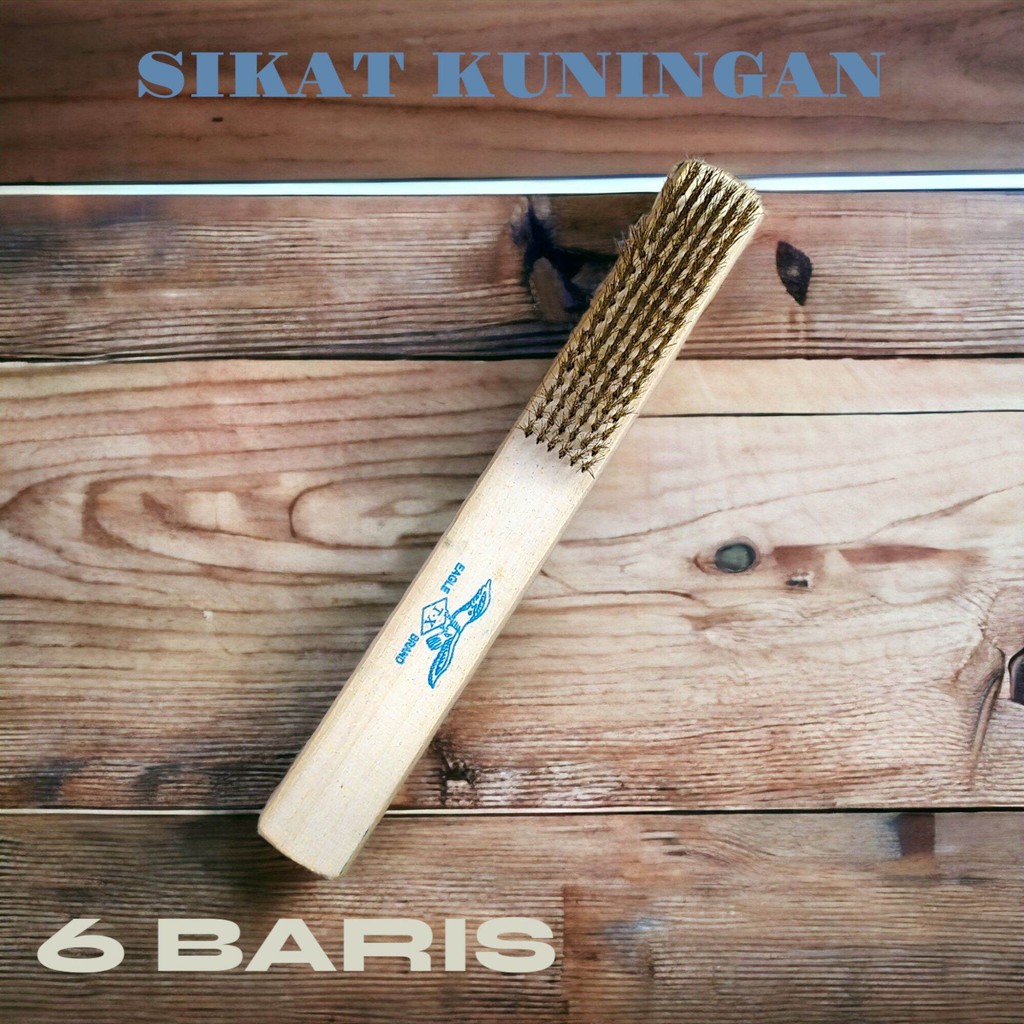 FINE BRASS BRUSH 6 ROW METAL CLEANER WOODEN HANDLE F2369