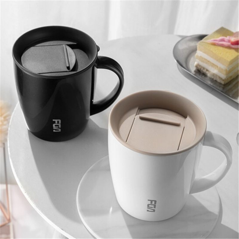 แก้วมัคพร้อมฝา 316 สแตนเลส แก้วกาแฟพร้อมที่จับและช้อน