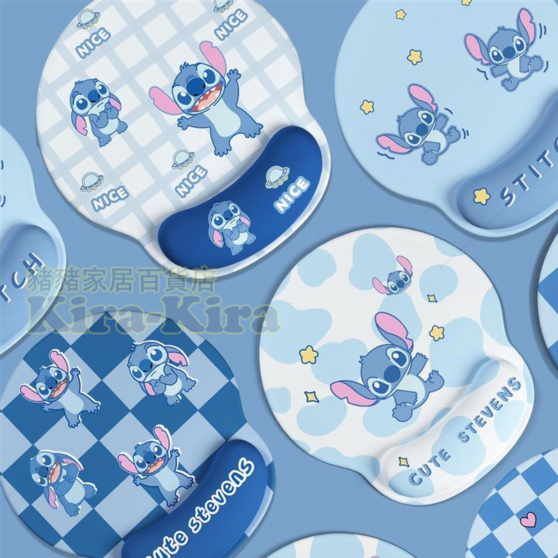 Stitch แผ่นรองเมาส์สติชน่ารักสําหรับสาวๆ พร้อมรองข้อมือ แผ่นรองแล็ปท็อป
