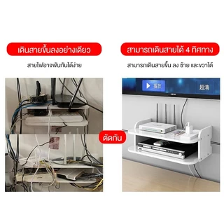 ชั้นวางติดผนัง ที่วางกล่องwifi ชั้นวางเราเตอร์ไม่เจาะผนัง PVC Router Rack