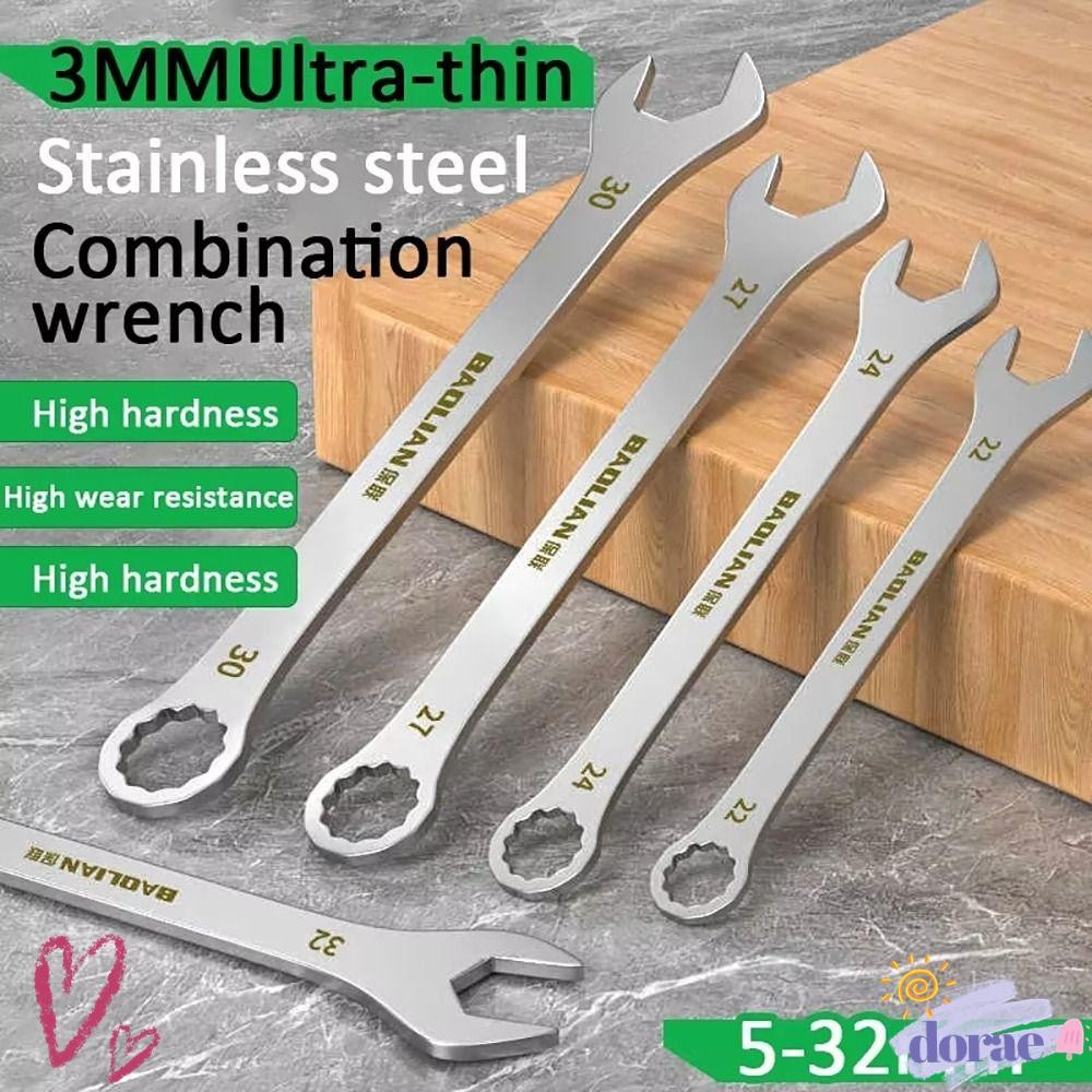 DORAE 1 ชิ้น Ratchet Spanner, มัลติฟังก์ชั่น 5-32 มม.ประแจปลายเปิดบางเฉียบ, ทนทาน Double-end ความหนา 3 มม.ประแจปลายเปิดจักรยานรถจักรยานยนต์รถซ่อมเครื่องมือ