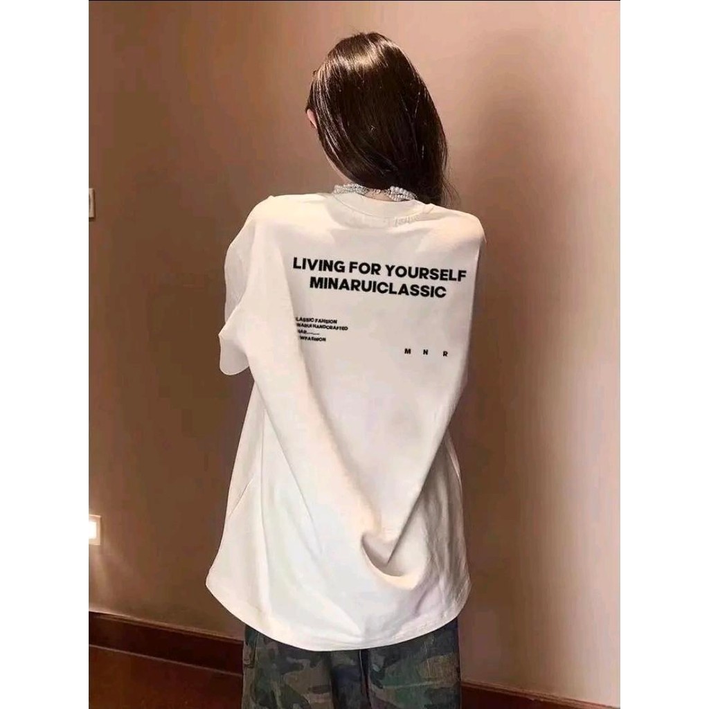 Su.Tee เสื้อทูโทน เสื้อน่ารัก เสื้อยืด oversize เกาหลี โคตรนุ่ม ผ้าคอตตอน ลาย “LIVING FOR YOURSELF” สินค้าใหม่ 2025 ราคา ถูกที่สุด ดีลบีเคเค แกลเลอรีภาพที่ 3
