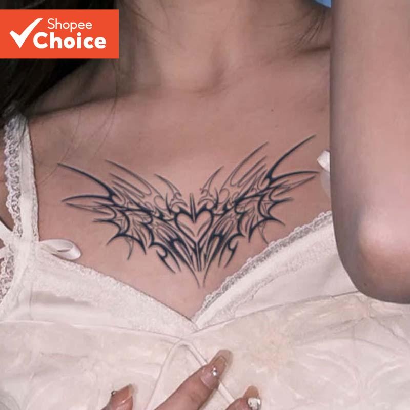 สติ๊กเกอร์รอยสักชั่วคราว Enchanting Demon Element Non-Reflection Unique Body Art สําหรับผู้หญิง