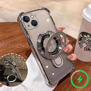 เคสสําหรับiPhone 13 14 pro max 14 plus 13 Mimiเคสโทรศัพท์ใหม่วงเล็บชาร์จแม่เหล็กสี่มุมAnti Dropโปร่งใสSoft shell 001