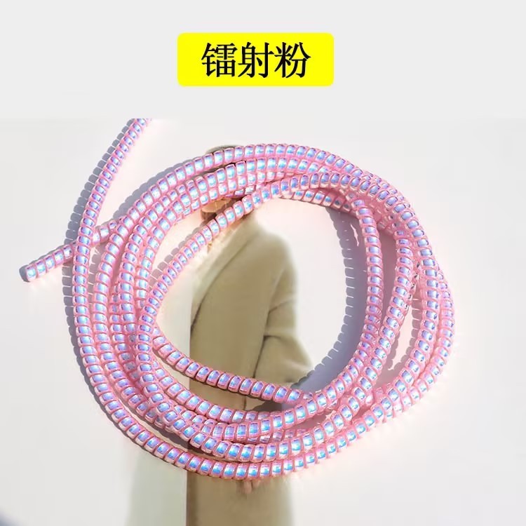 1.6เมตรเลเซอร์โทรศัพท์มือถือสายเคเบิลข้อมูลป้องกันสายเชือกแฟชั่นสากลสายชาร์จห่อเชือกฤดูใบไม้ผลิสามารถแบ่งเก็บสะดวกสายหูฟังฝาครอบป  xueelct - รูปที่ 3