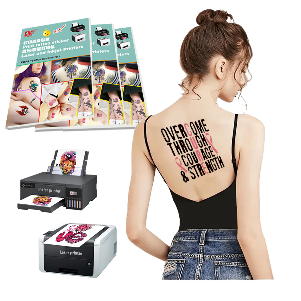 พิมพ์รอยสักชั่วคราวของคุณเอง Inkjet Laser A4 Blank Tattoo Papers Waterslide Tattoo Printable Decal Paper