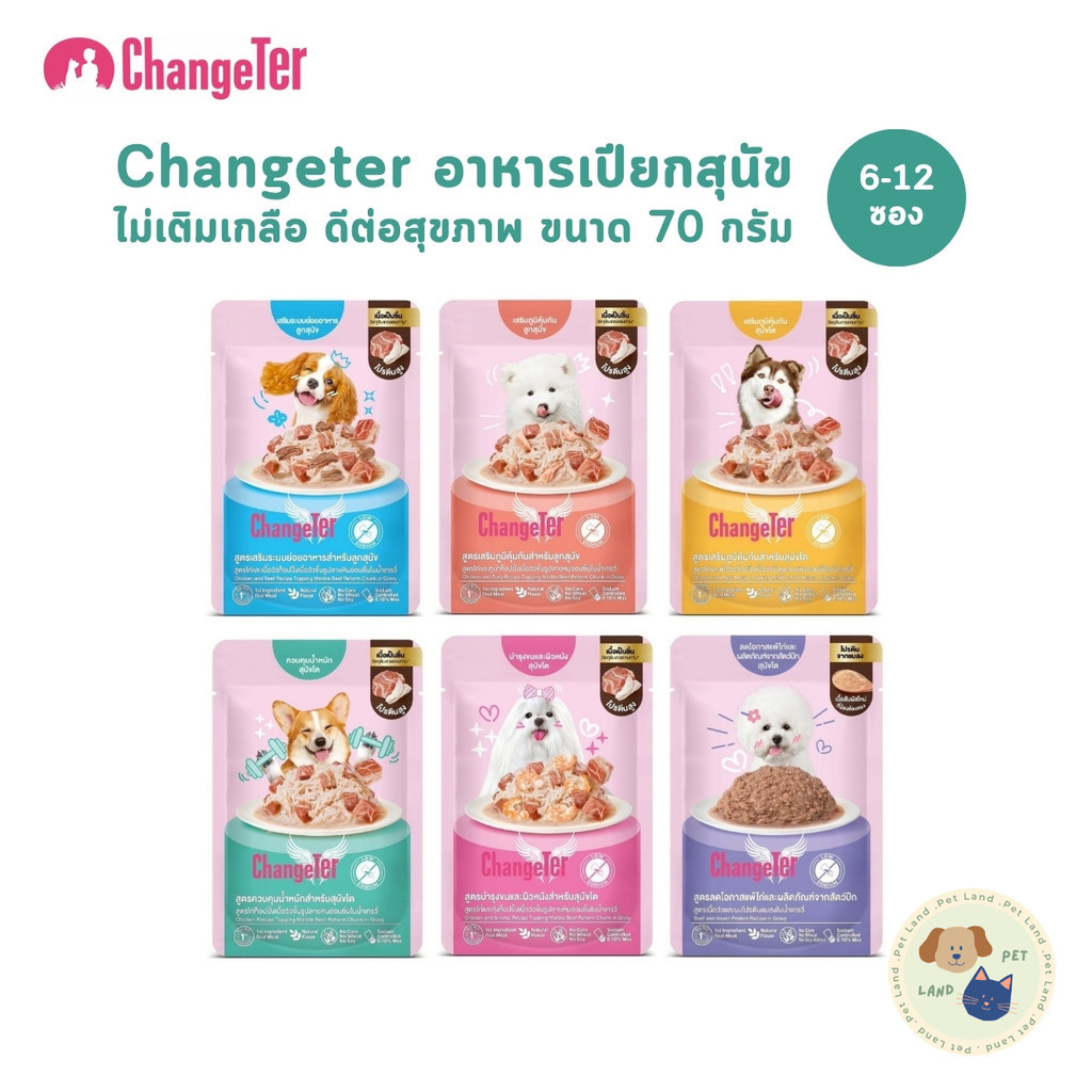Changeter Marble Beef [6-12 ซอง] อาหารเปียกสุนัข ไม่ทำร้ายไต ไม่เติมเกลือ เพื่อสุขภาพ ขนาด 70 กรัม
