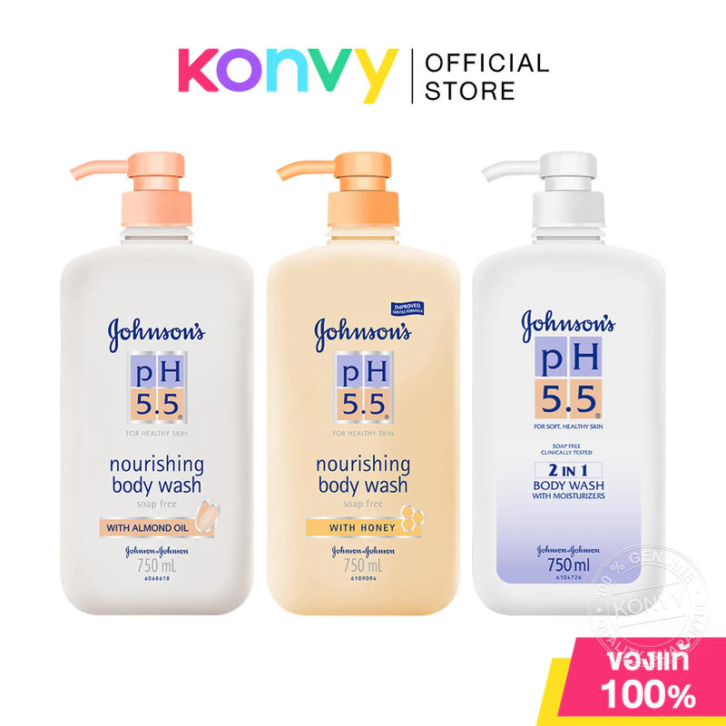 Johnsons pH 5.5 Body Wash จอห์นสัน ครีมอาบน้ำ 750ml (Almond Oil/Honey/pH 5.5)