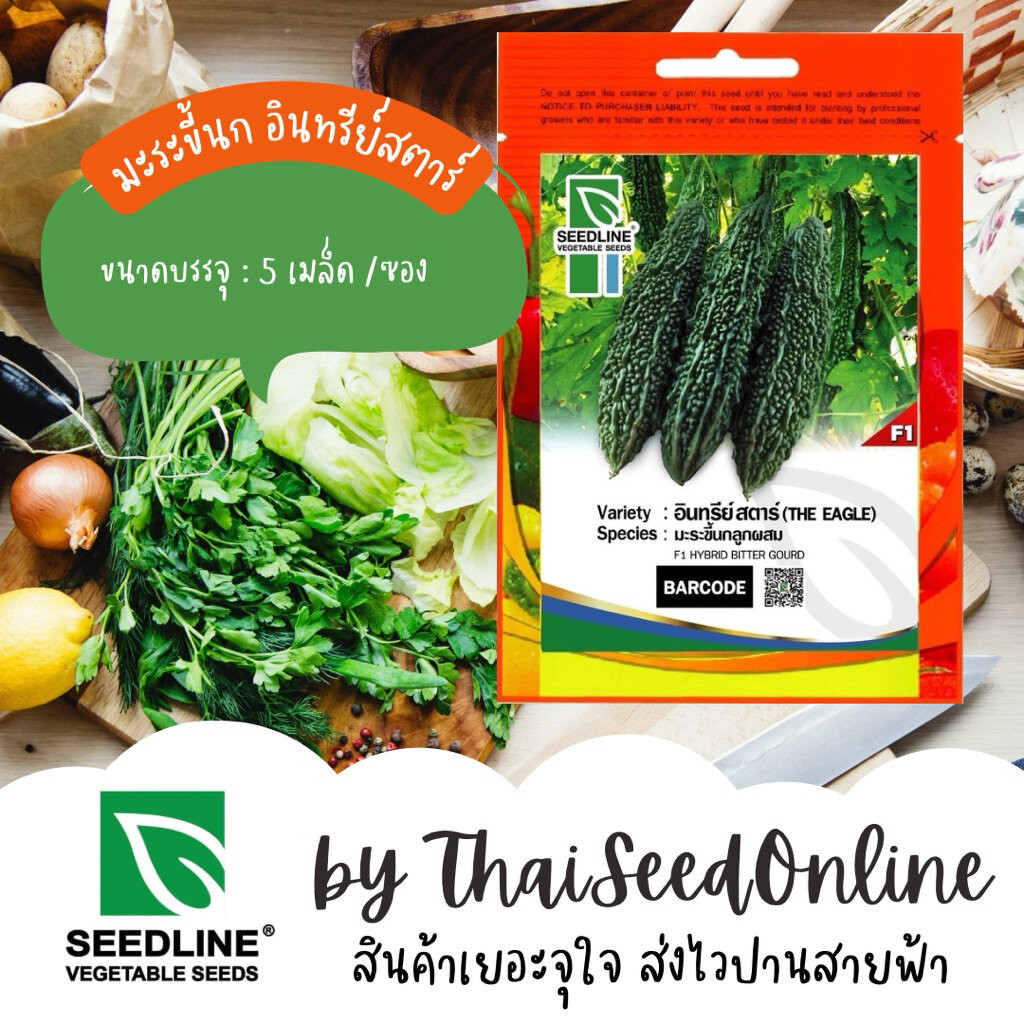 Seed Line(ซีดไลน์) SL เมล็ดพันธุ์ซองเล็ก มะระขี้นก อินทรีย์สตาร์ ตราซีดไลน์ (Inzee Star) Bitter Gourd
