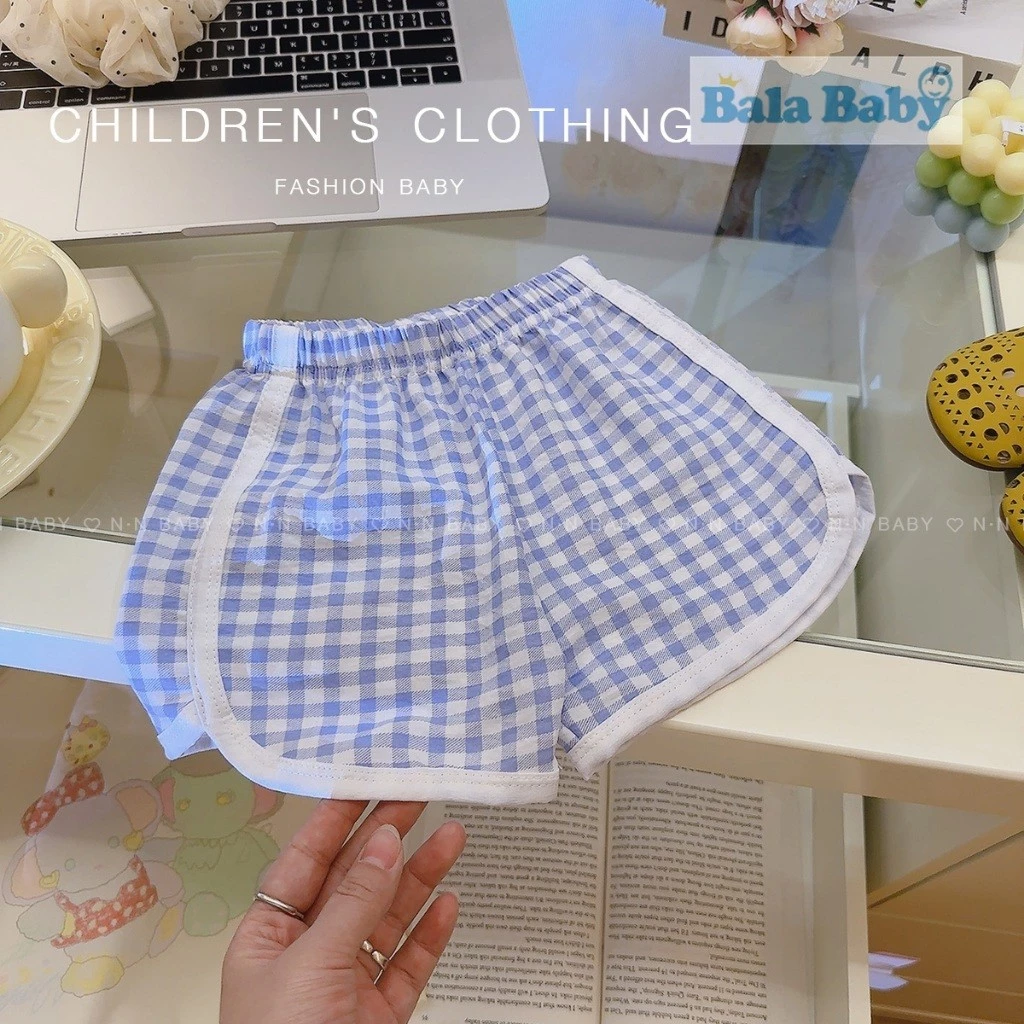 กางเกงขาสั้นเด็ก กางเกงลำลองเด็กผู้หญิง ขาเว้าลายสก็อต Size80-120 cm DK05 thumbnail 9