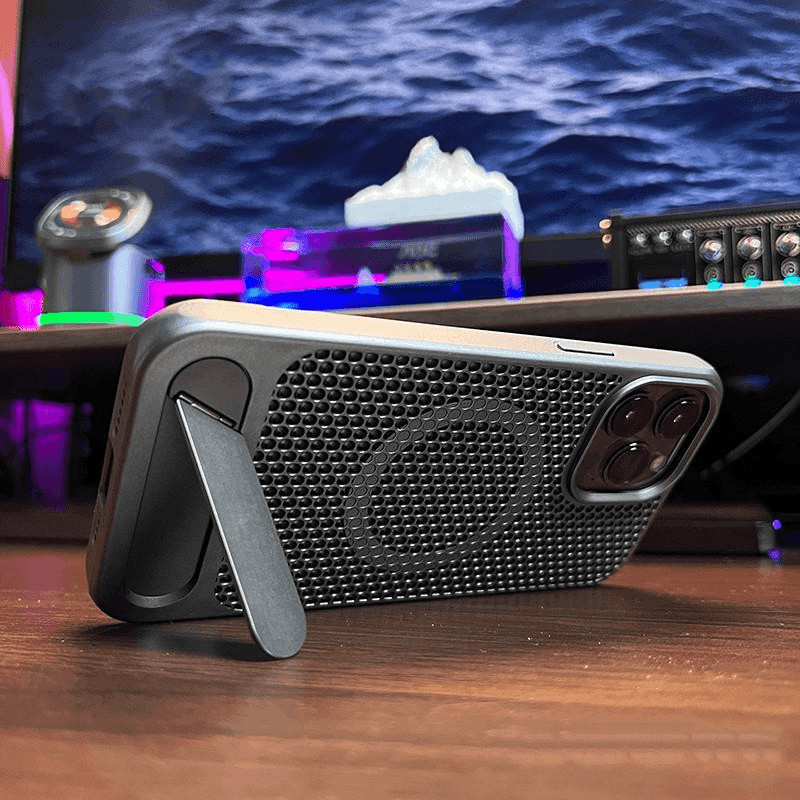 พร้อมขาตั้งพับได้ การกระจายความร้อนแม่เหล็ก เคสไอโฟน สำหรับ iPhone 17 16 15 14 13 12 11 pro promax plus ตาข่ายกันฝุ่น - รูปที่ 4