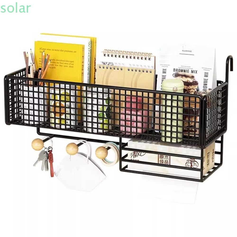 SOLARBUR ชั้นเก็บของสํานักงาน,ความจุขนาดใหญ่ออกแบบตารางข้างเตียงแขวนชั้นเก็บ,เหล็กคาร์บอนป้องกันสนิมไม่เจาะด้วยตะขอผ้าอ้อมของเล่นออแกไนเซอร์โรงเรียน