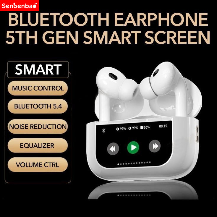 Senbenbao A9 Pro หน้าจอ TWS หูฟังไร้สายบลูทูธ ANC ENC เสียงรบกวน Cancelling ชุดหูฟังสเตอริโอ HiFi หูฟังชนิดใส่ในหู