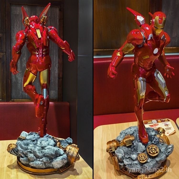 พร้อมส่งสำหรับการจัดส่งที่รวดเร็ว # รูปปั้นเรซิน Avengers MK7 ซีรีส์ Marvel ขนาด 65 ซม. โมเดลแสดงของเล่นพันธมิตรที่ได้รับความเสียหายจากสงคราม