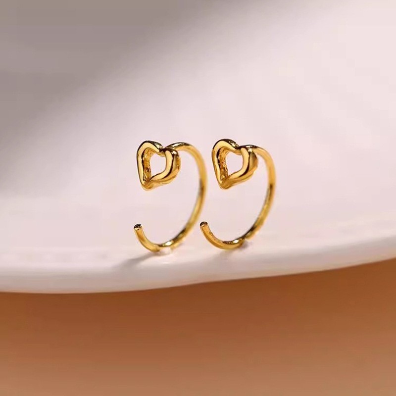 925 เงินหัวใจต่างหูผู้หญิงระดับไฮเอนด์ออกแบบเรียบง่ายสำหรับการขายส่งและของขวัญ - รูปที่ 3