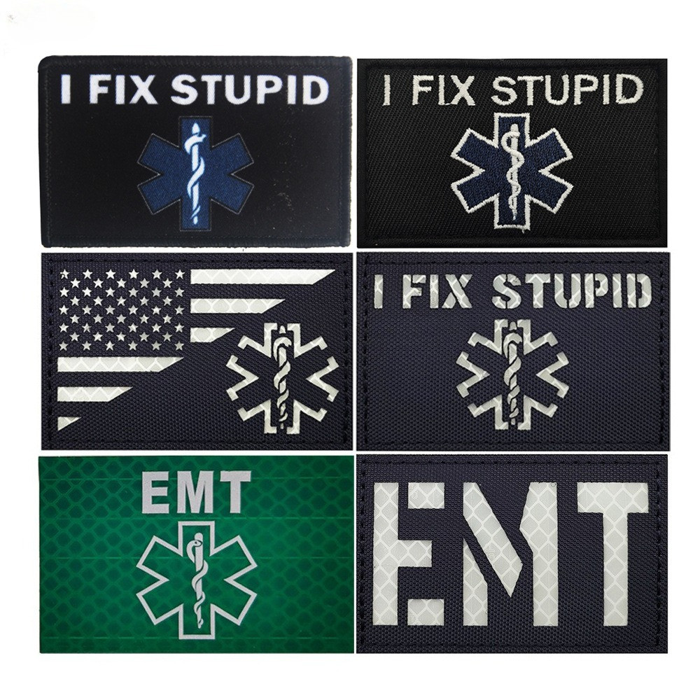 Life Star Medical Rescue แพทช์สะท้อนแสง สำหรับ EMT EMS และการแพทย์ฉุกเฉิน พร้อมชุด.armband และ patch