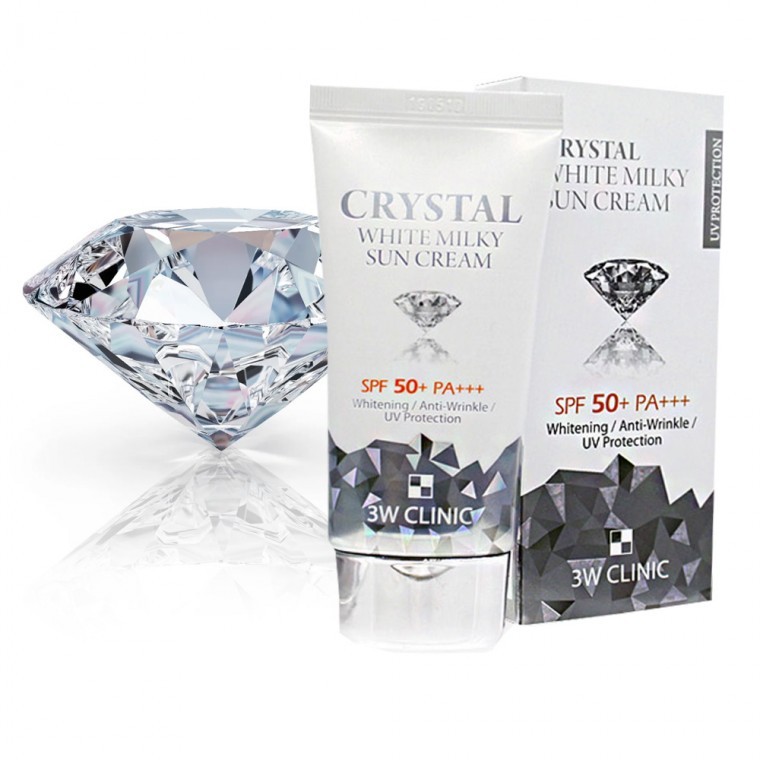 [3W CLINIC] Crystal White Milky sunscreen SPF50+ PA+++ กันแดด กันแดดโกลว์ กันแดดซันเพลย์ ครีมกันแดด